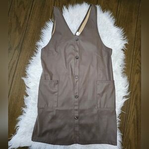 Brown Button-Down Sleeveless Dress